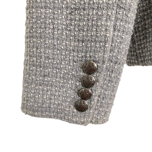Banana Republic GEO Tweed Academy Blazer Gray White Lined Size 6 Wool Blend - Picture 9 of 15